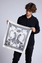 Bufanda bandana Tiger de cachemira - Negro y blanco - Unisex