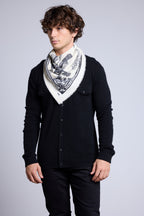 Bufanda bandana Tiger de cachemira - Negro y blanco - Unisex