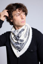 Bufanda bandana Tiger de cachemira - Negro y blanco - Unisex
