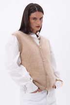 Chaleco sin mangas – Cachemira cepillada Bari - Beige - Mujer