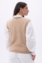 Chaleco sin mangas – Cachemira cepillada Bari - Beige - Mujer