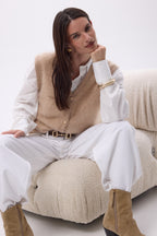 Chaleco sin mangas – Cachemira cepillada Bari - Beige - Mujer