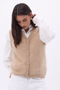 Chaleco sin mangas – Cachemira cepillada Bari - Beige - Mujer
