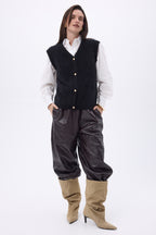 Gilet Sans Manches – Cachemire Brossé Bari - Noir - Femme