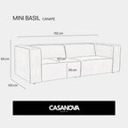 Mini Basil - Glat Stof - Lige Sofa