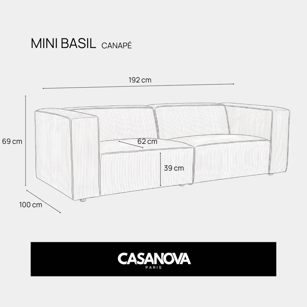 Mini Basil - lille sofa i fløjl - lige sofa