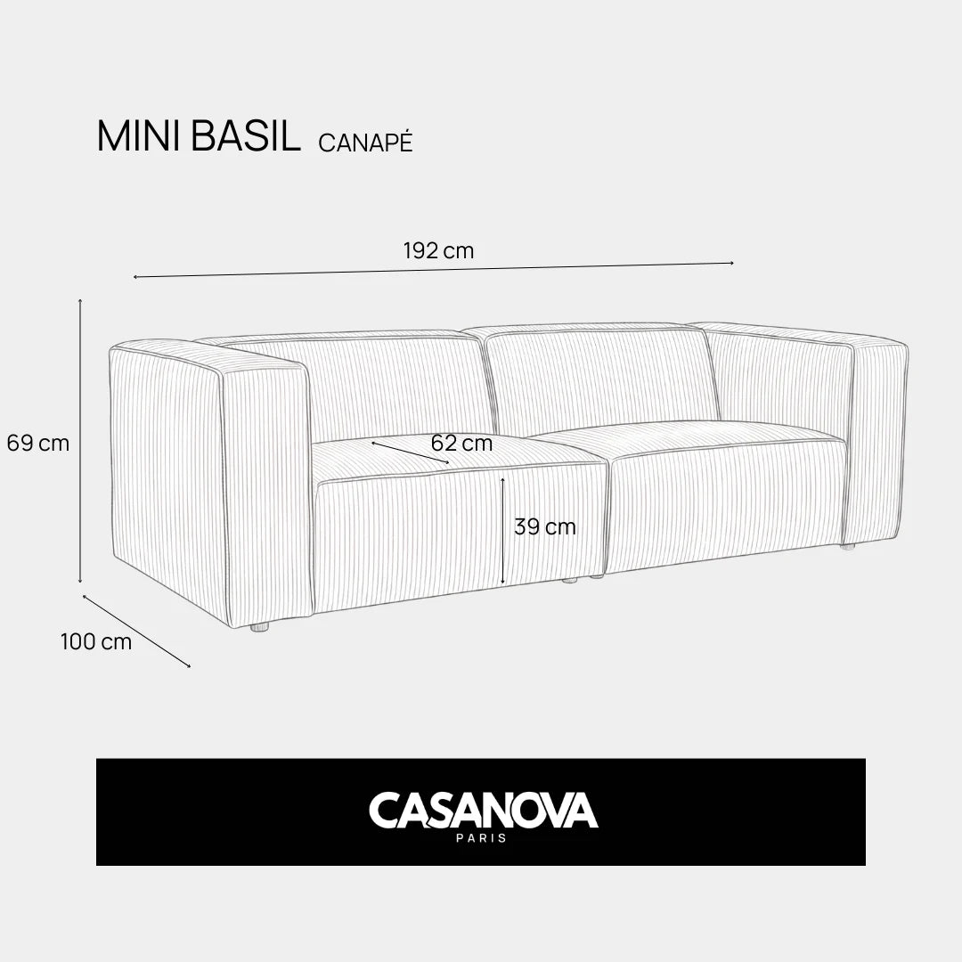Mini Basil - Glat Stof - Lige Sofa