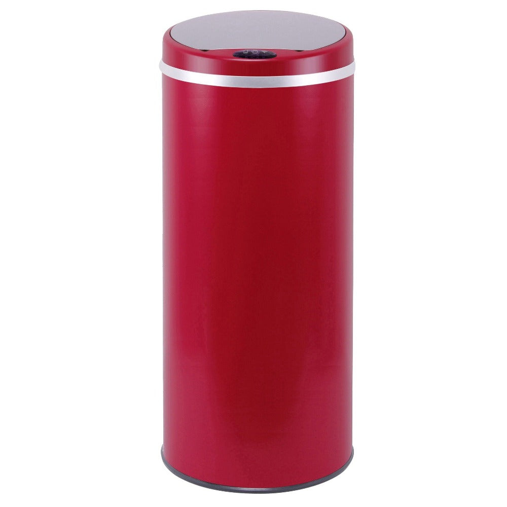 Papelera automática de cocina 42L SOHO Rojo mate en acero inoxidable con flejes - REDDECO.com