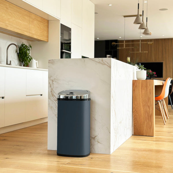 Automatic kitchen trash can 42L LARGO Matt gray in stainless steel with strapping
