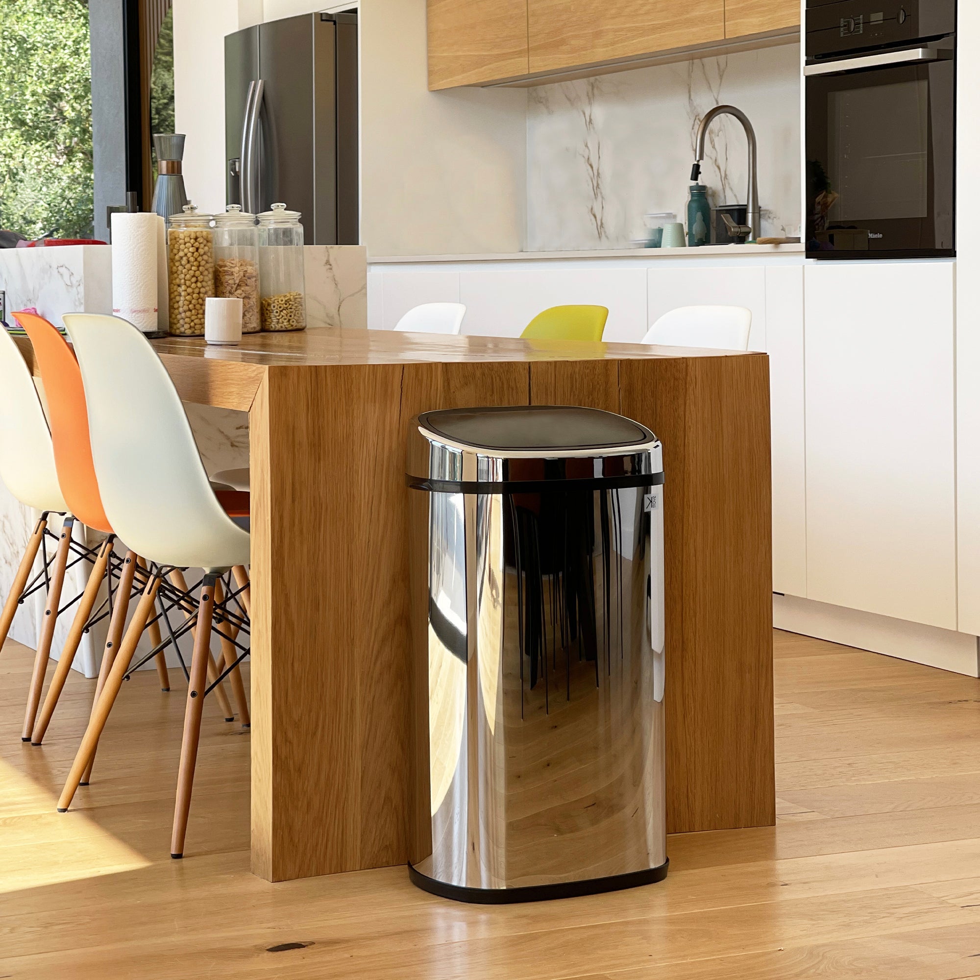 Papelera Inox City Push Pressure - 58L - Plata