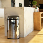 Papelera de cocina push CITY 58L en acero inoxidable con flejes Abre con simple presión