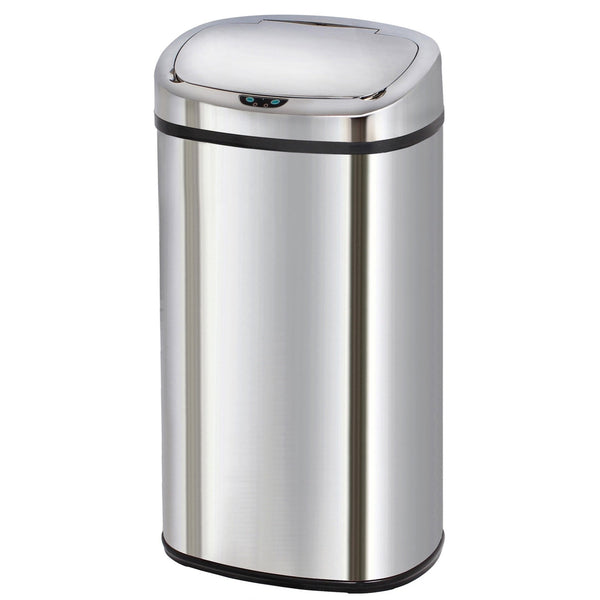 68L MAJESTIC large capacity automatic kitchen trash can in stainless steel with strapping - REDDECO.com