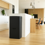 Automatic Kitchen Trash Can Selective Sorting Double Compartment 75l NARVIK Glossy Black Recycling Large Capacity And Table Trash Can 3l