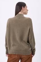 Rullekravestrik Med Smykkeknapper Baya - Khaki Meleret-Sølvknapper - Dame - 100% Kashmir