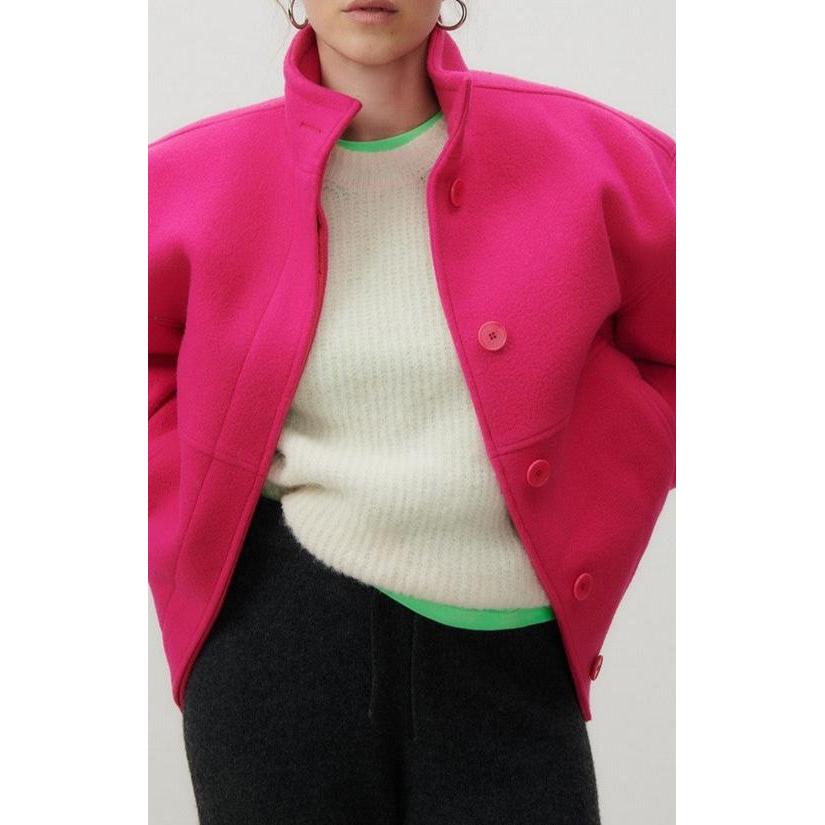 Manteau Court Boule - Fuchsia - Femme