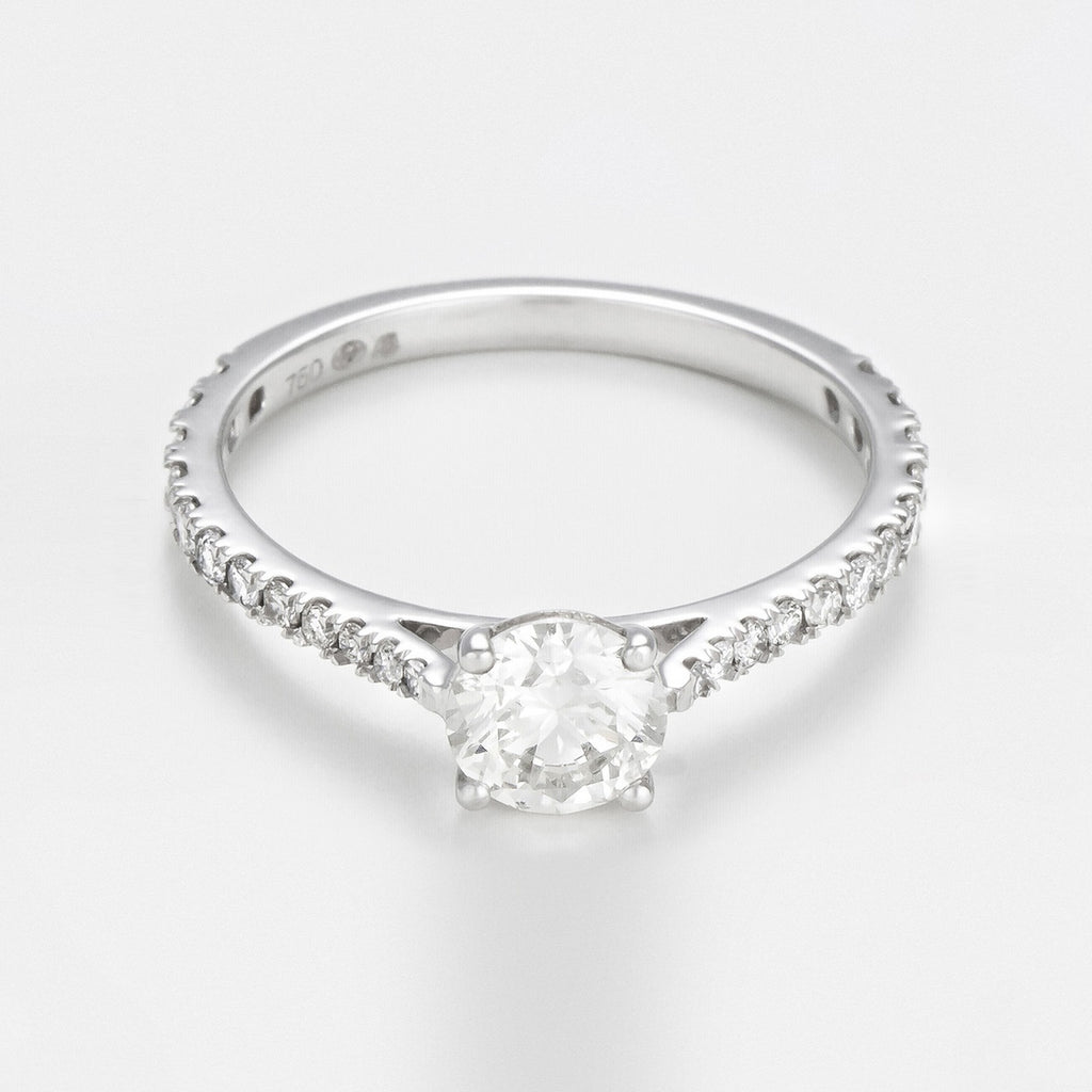 Anillo "Solitaire Royal 1 Quilate" D0.3Ct/24 & D0.7Ct/1 - Oro blanco 750/1000