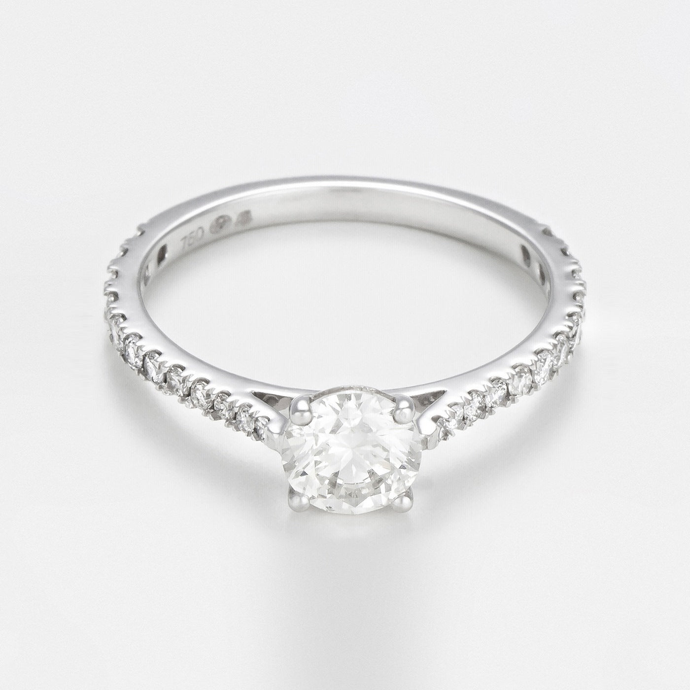 Anillo "Solitaire Royal 1 Quilate" D0.3Ct/24 & D0.7Ct/1 - Oro blanco 750/1000