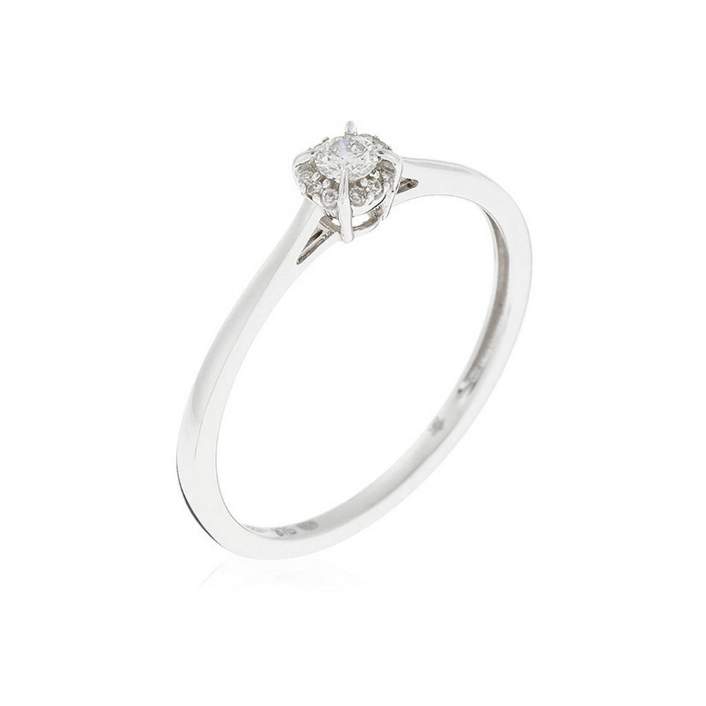 Anillo "Amoureuse 0.10" Diamante Central 0.08Ct/1 +0.02Ct/12 - Oro Blanco 750/1000