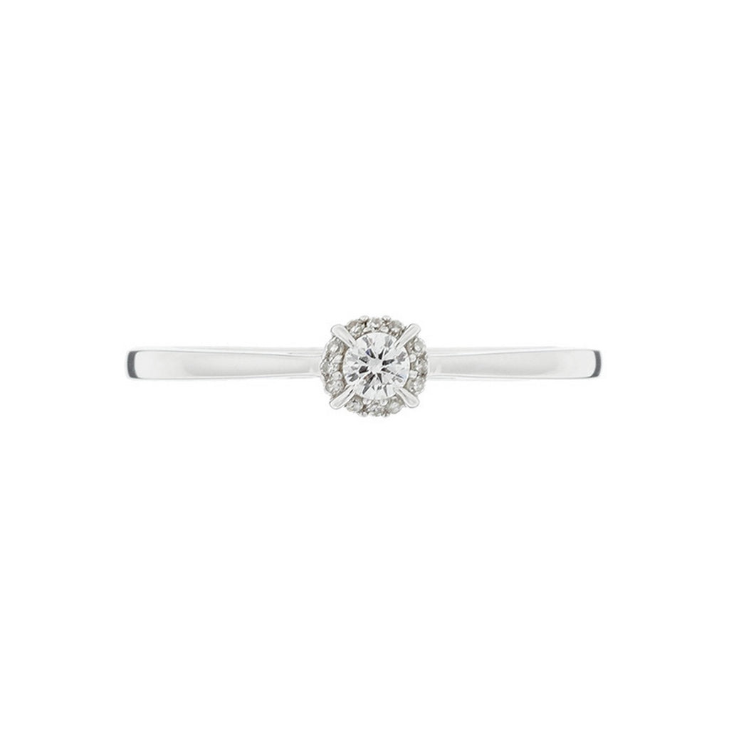Anillo "Amoureuse 0.10" Diamante Central 0.08Ct/1 +0.02Ct/12 - Oro Blanco 750/1000