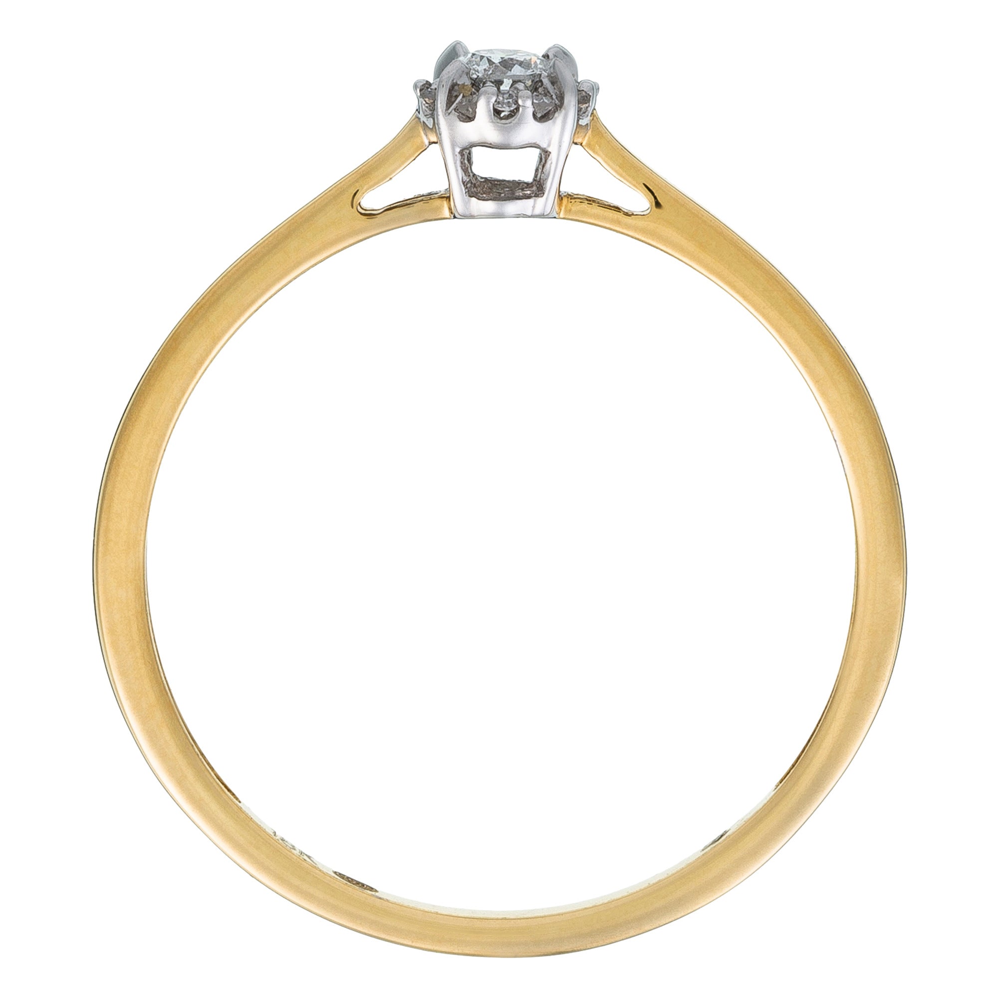 "Amoureuse 0.10" Ring with 0.08Ct/1 Center Diamond + 0.02Ct/12 Center Diamond - 18k Yellow Gold (750/1000)