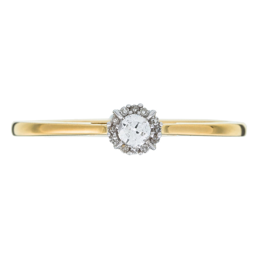 "Amoureuse 0.10" Ring with 0.08Ct/1 Center Diamond + 0.02Ct/12 Center Diamond - 18k Yellow Gold (750/1000)