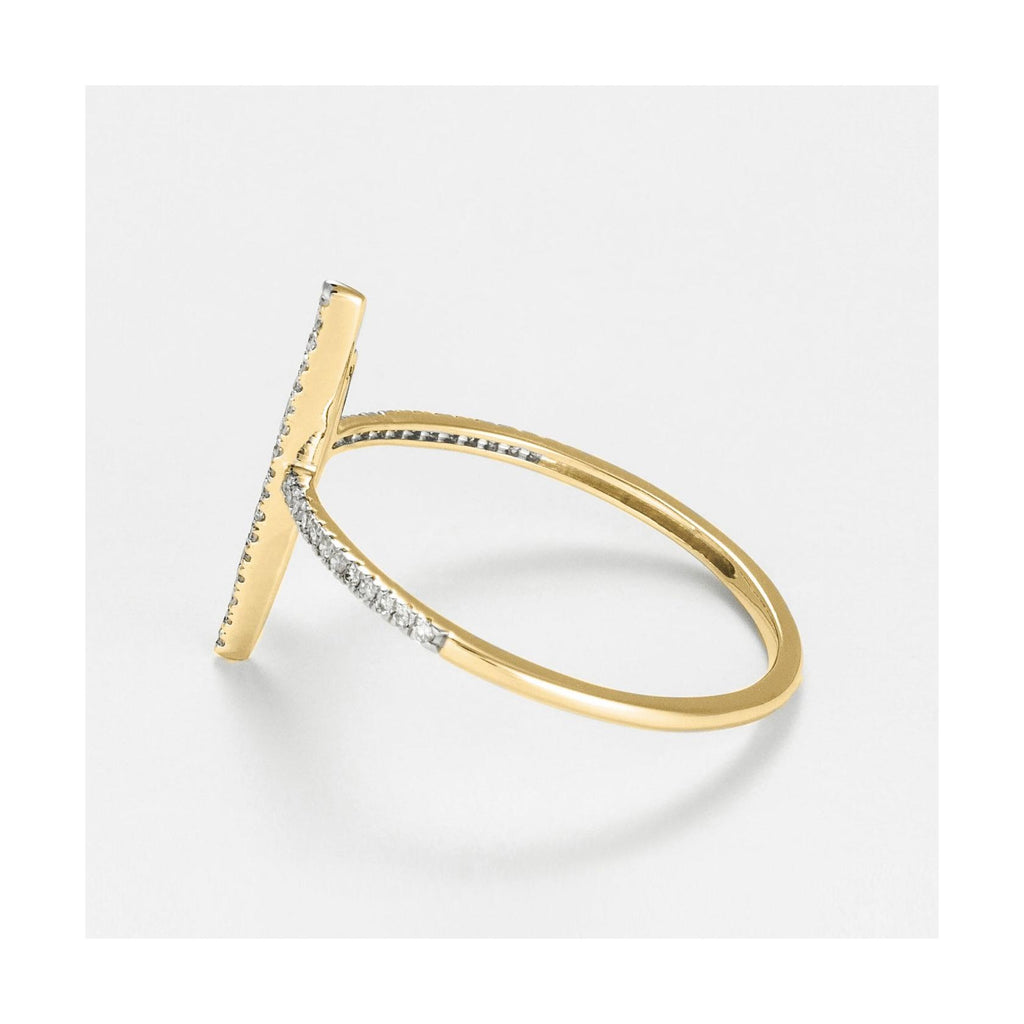 "Asymmetrical Parallel" Ring D0.1Ct/50 - 375/1000 Yellow Gold