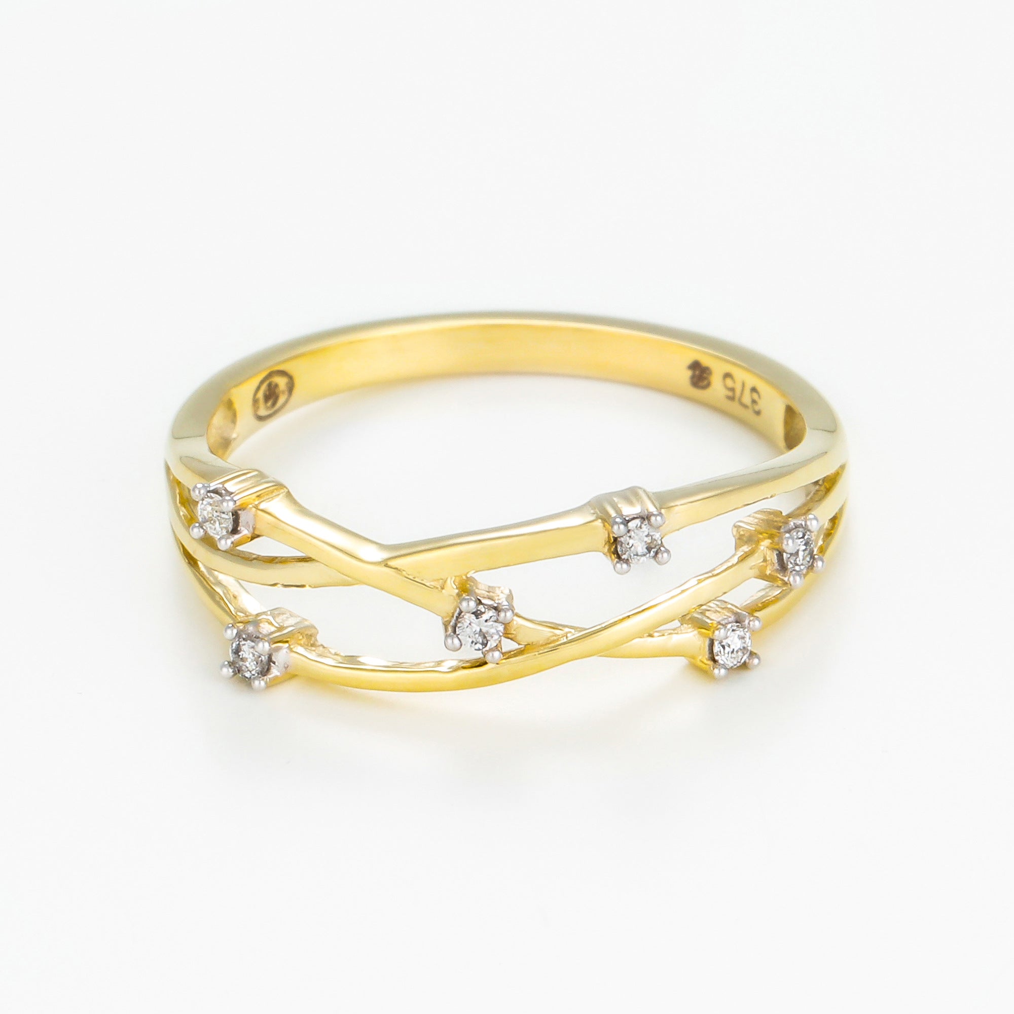 Bague "Jolie Constellation" Diamant : 0,05Ct/6 - Or Jaune 375/1000