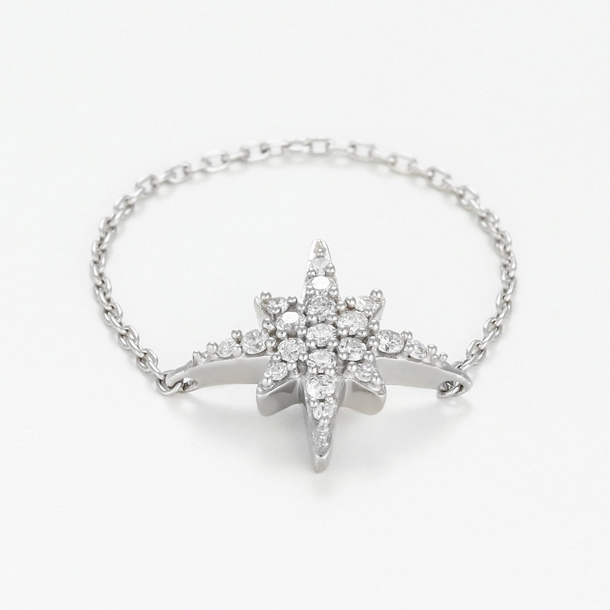 Anillo Cadena “Estrella” – Oro Blanco