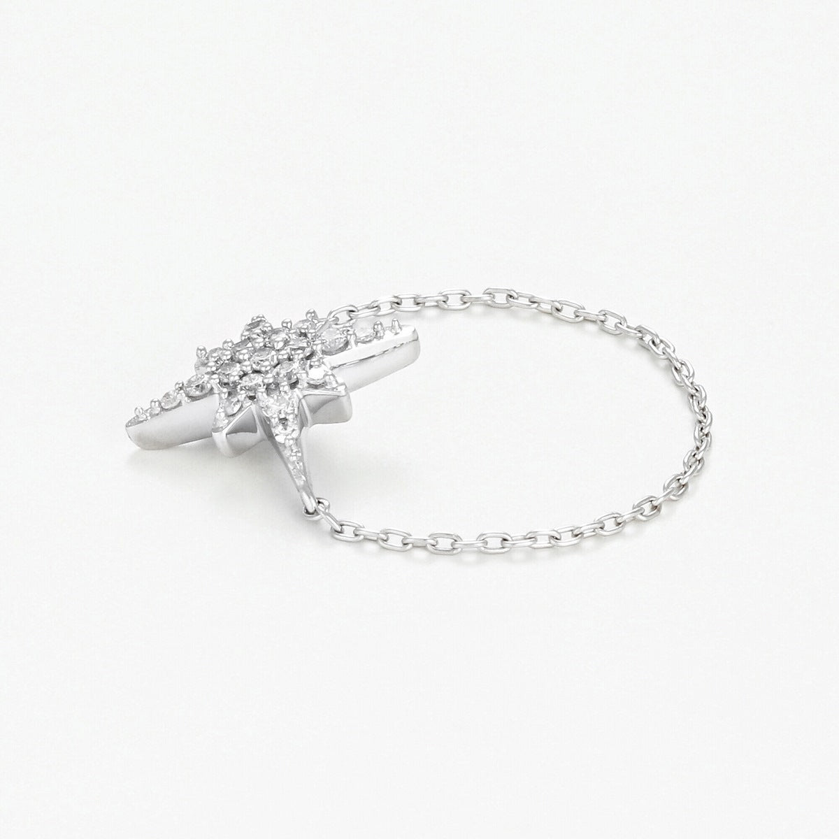 Anillo Cadena “Estrella” – Oro Blanco