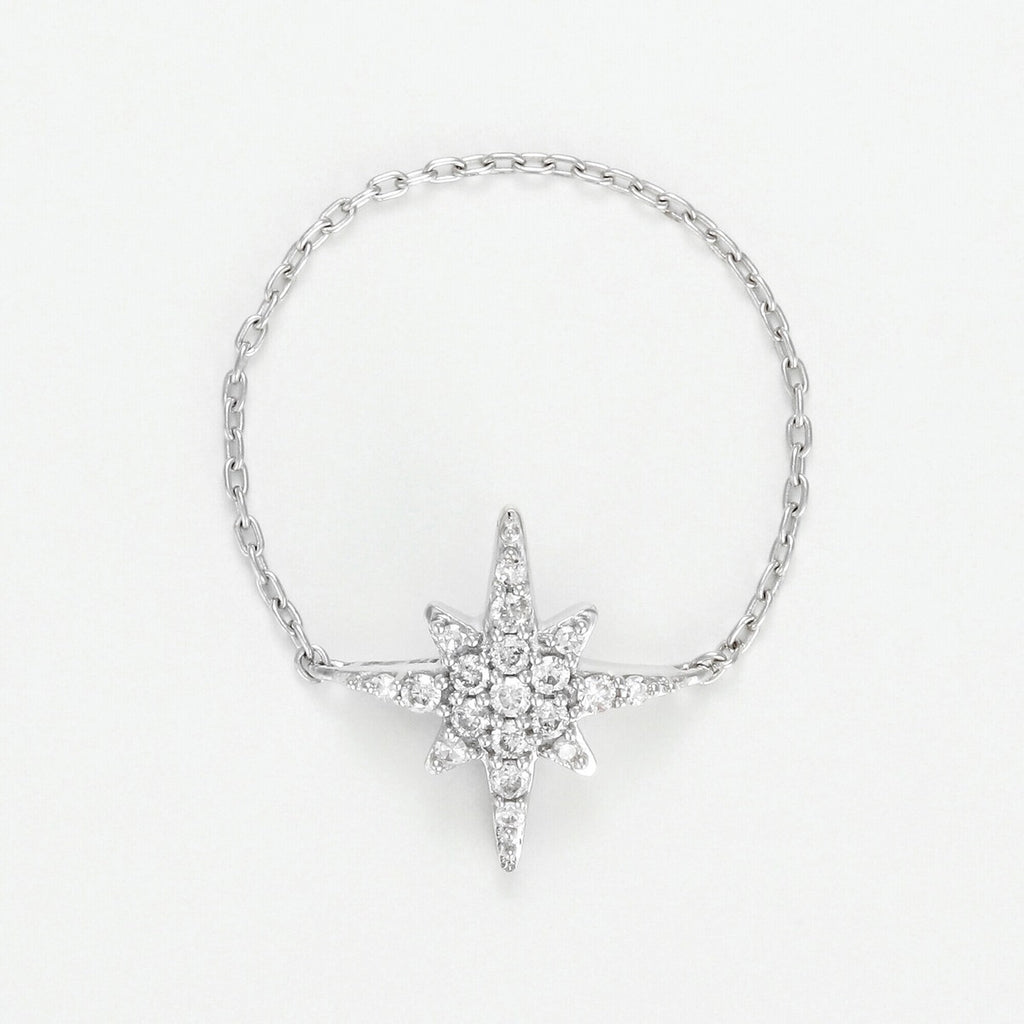 Anillo Cadena “Estrella” – Oro Blanco