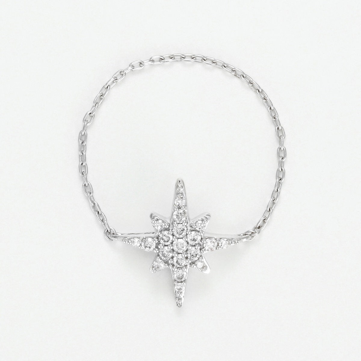 Anillo Cadena “Estrella” – Oro Blanco