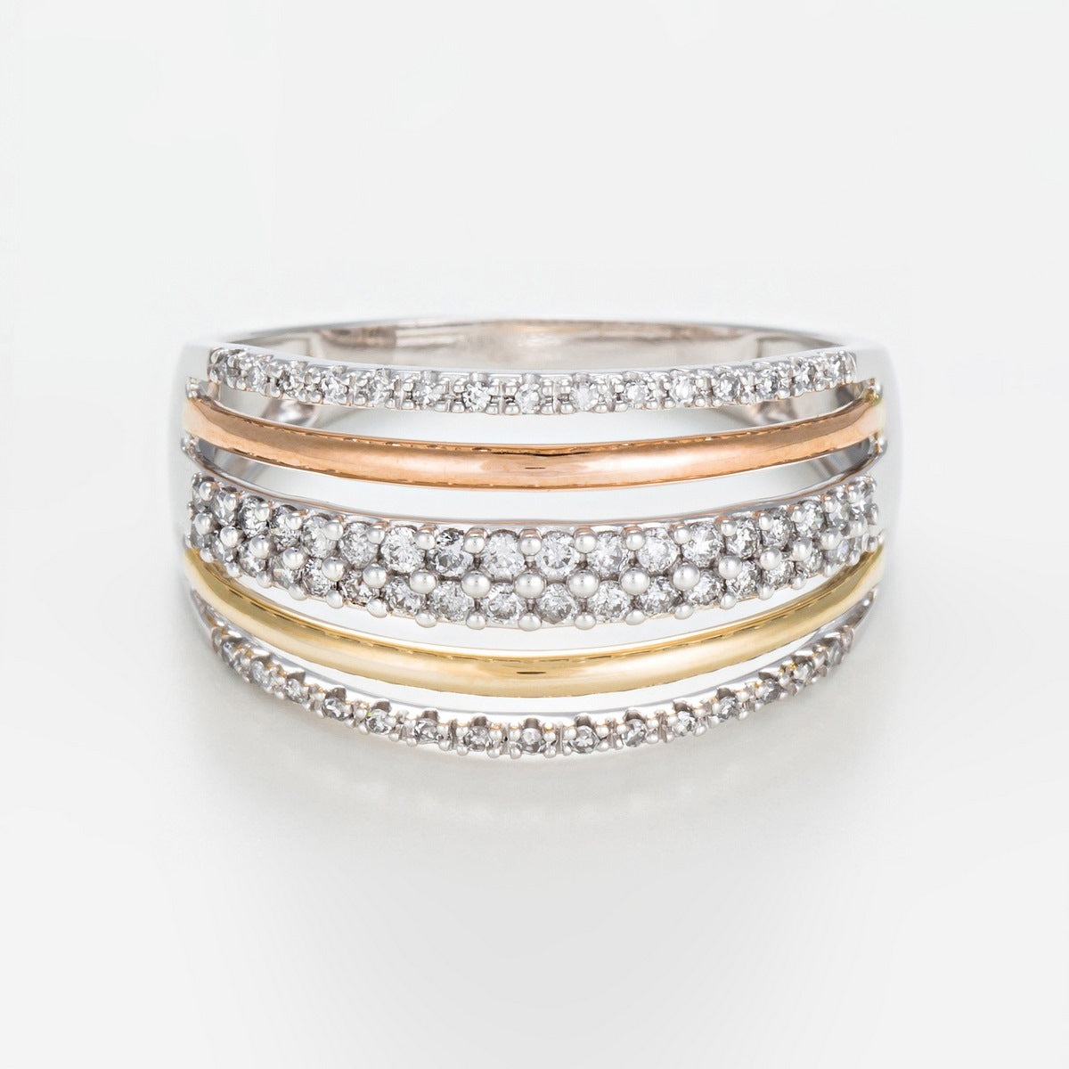 "Lina" Ring, 0.33Ct/66mm Diameter - 375/1000 Tricolor Gold