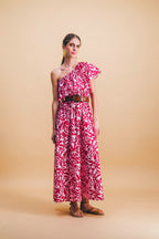 Vestido largo con aberturas Celeste