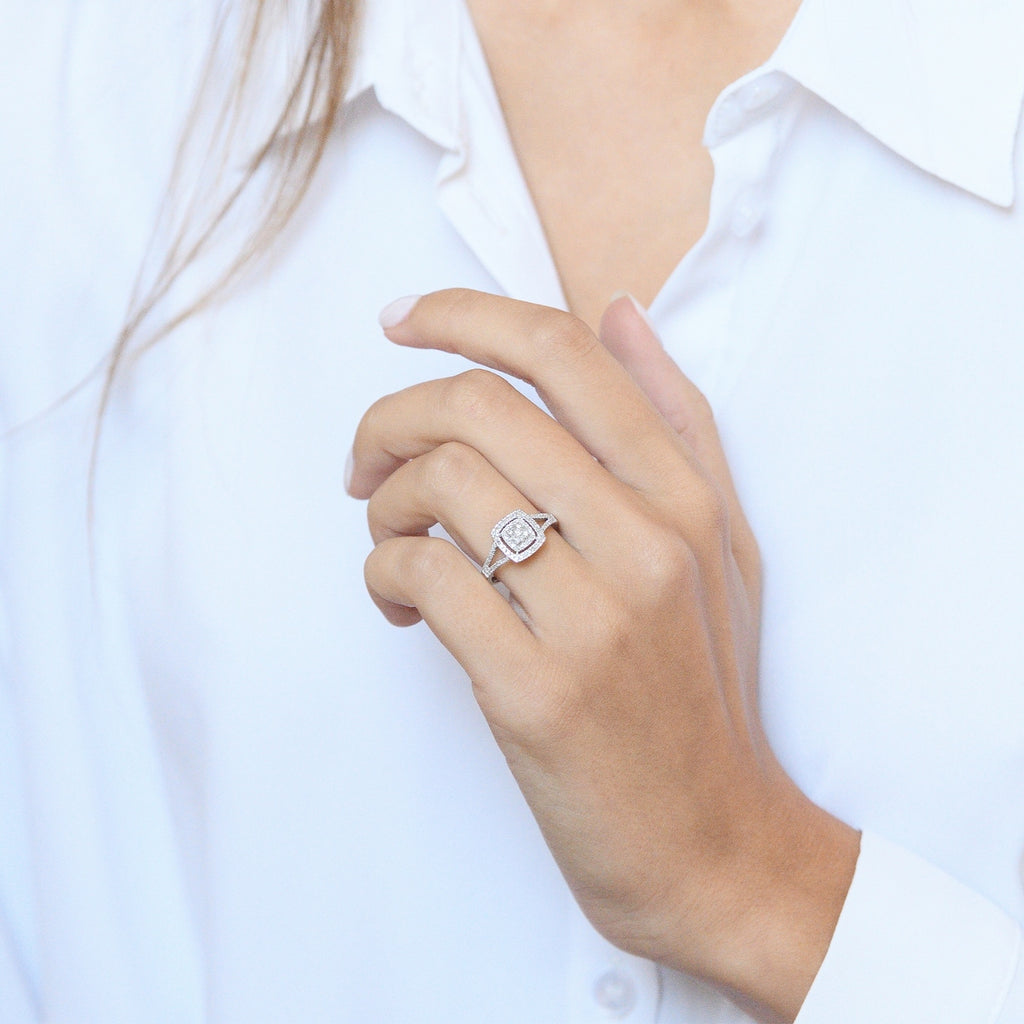 Anillo de diamantes "Rosie" 0.25/85 - Oro blanco 375/1000