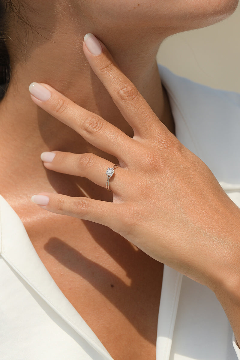 Anillo "Elisabeth" Diamantes 0.15/10 - Oro blanco 375/1000