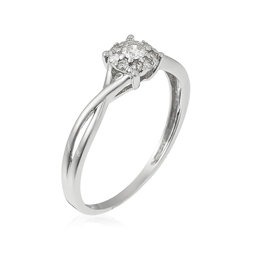 Anillo "Elisabeth" Diamantes 0.15/10 - Oro blanco 375/1000
