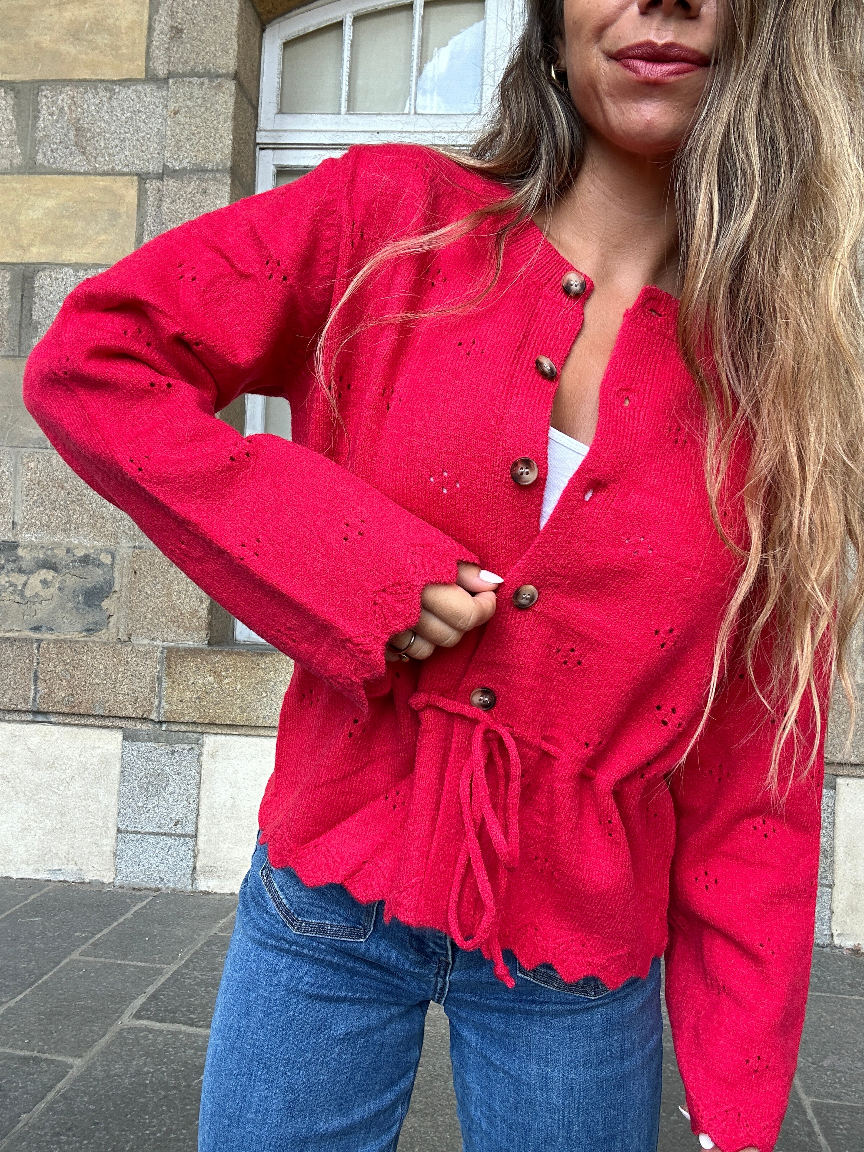 Nora red cardigan