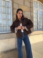Edith brown Liberty print cotton trench jacket