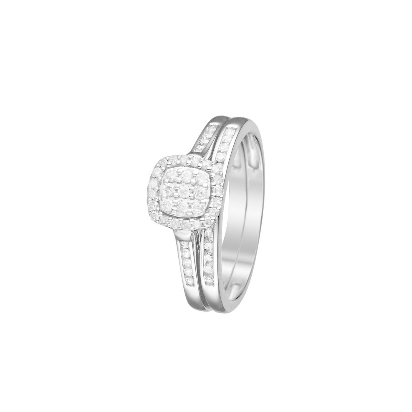 Anillo Dúo "Mi Dearest Wish" Diamantes 0.38/53 - Oro blanco 375/1000