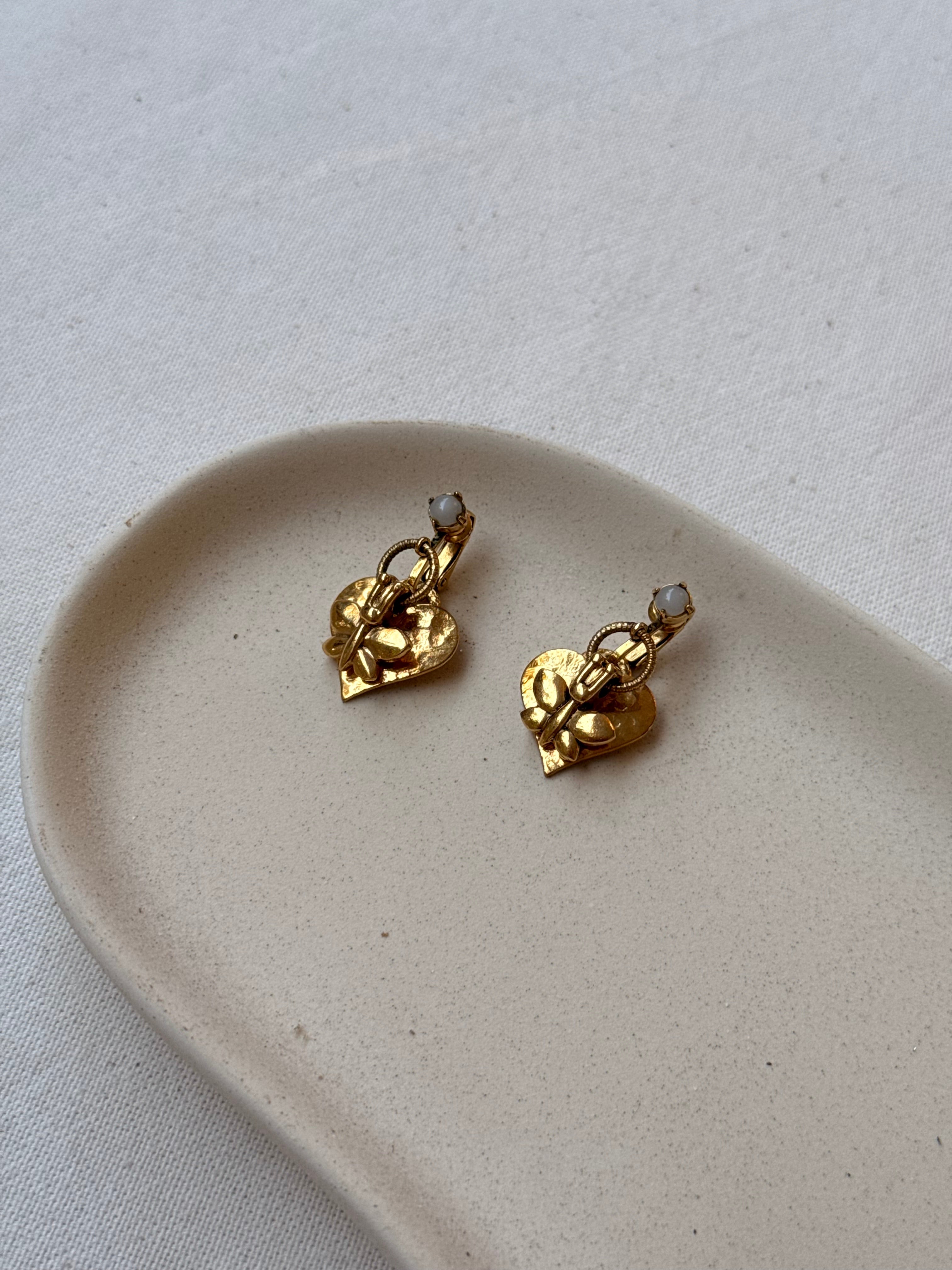 Boucles D’Oreilles Zoé Coste Vintage - Pendantes Dorées