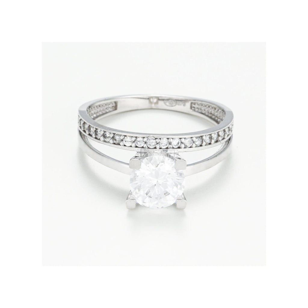 Anillo “Majestique” Oro blanco 375/1000 y circonio