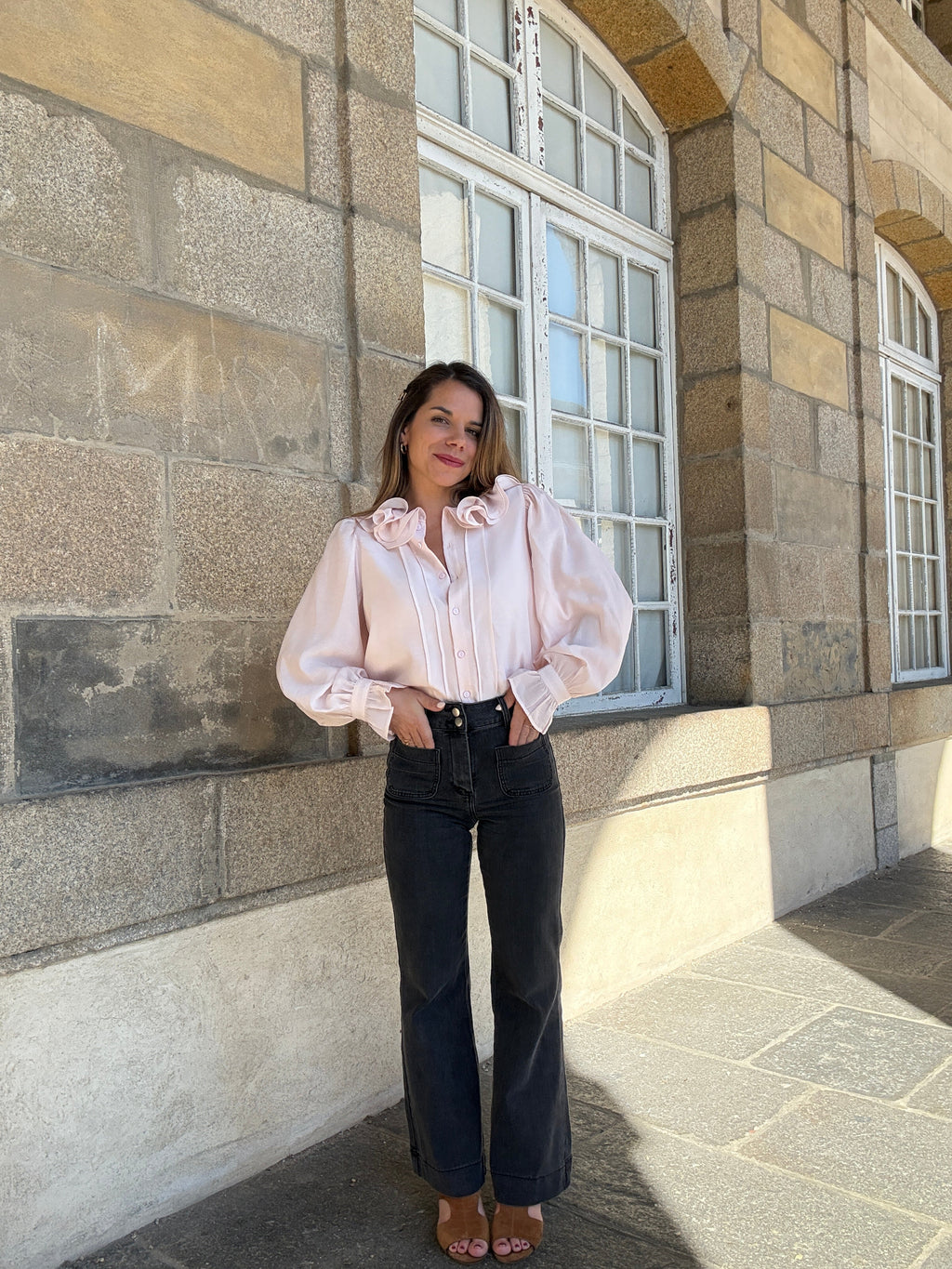 Blouse Brune Doux Rose