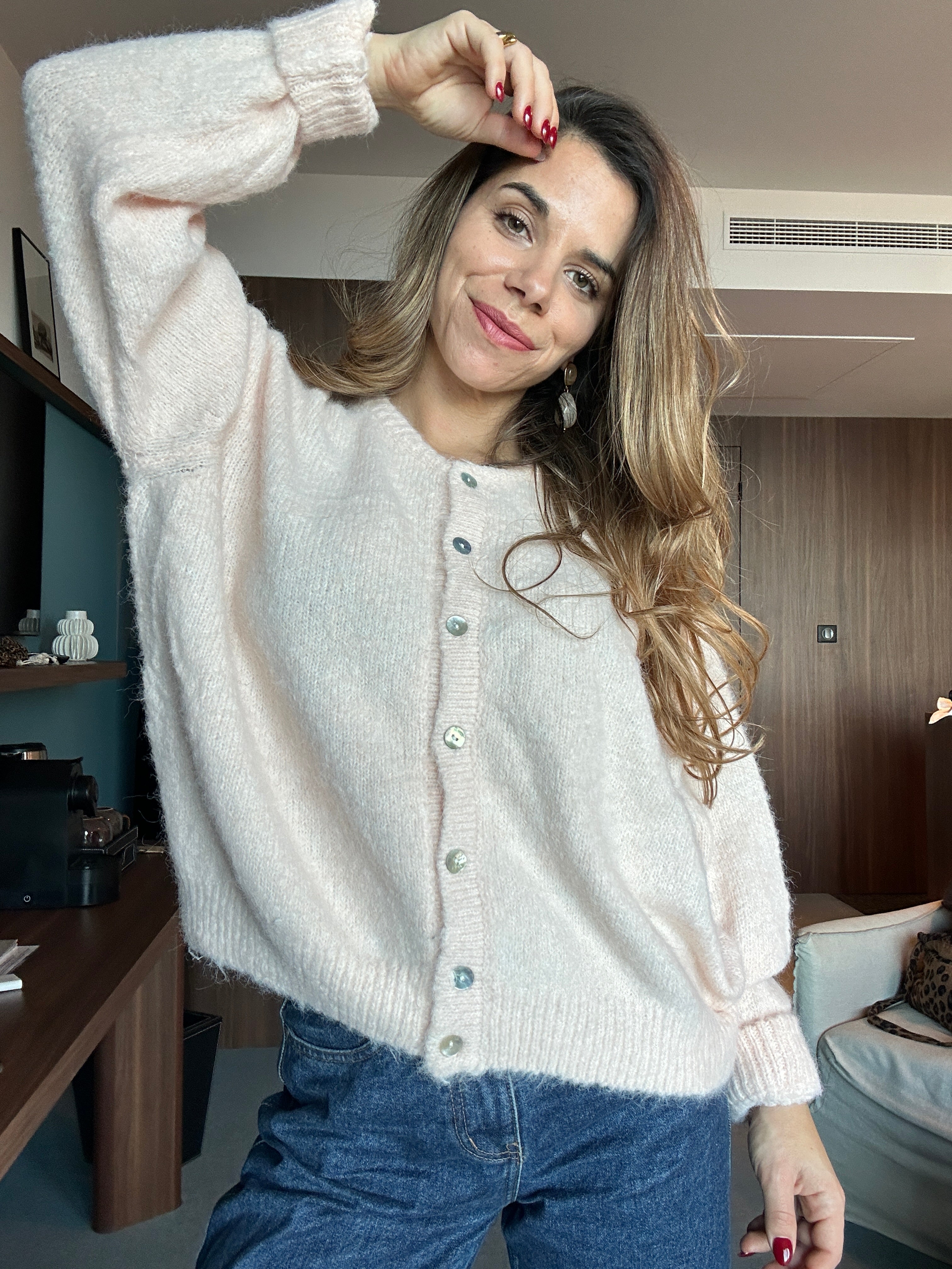 Cardigan Charlie rose poudré