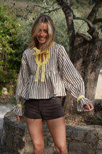 Blouse Rayée Erza - Chocolat