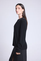 Cárdigan Betty con bordado de lúrex - Negro con lúrex plateado - Mujer