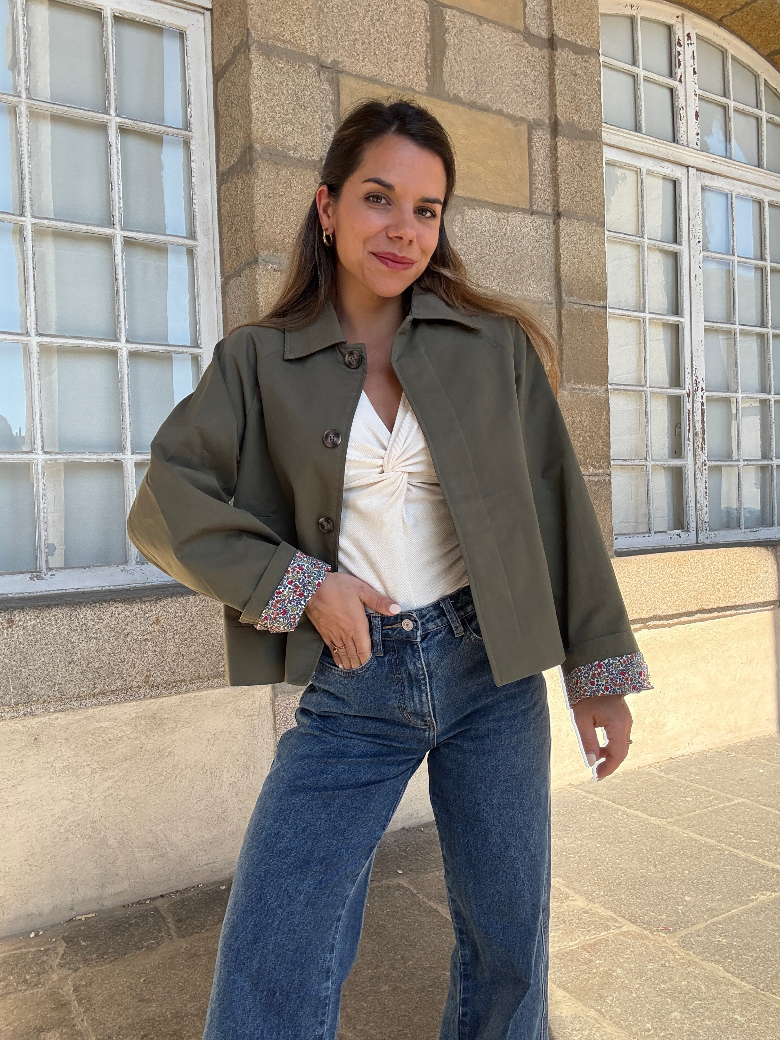Chaqueta trench Edith de algodón Liberty caqui