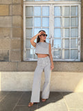 Pantalon Rayé Marin Bleu