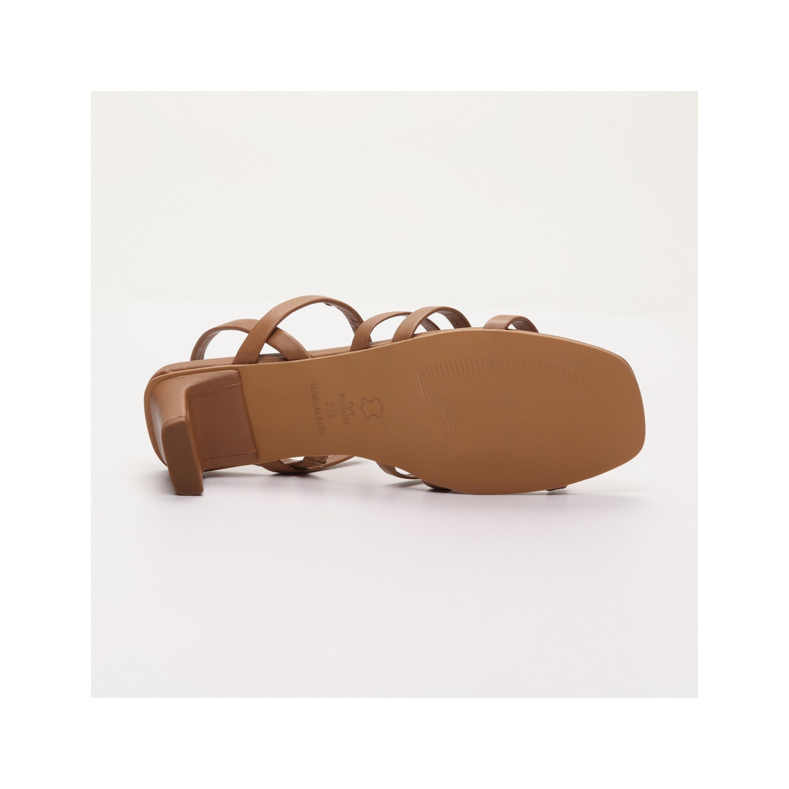 Grey Heeled Sandals - Camel