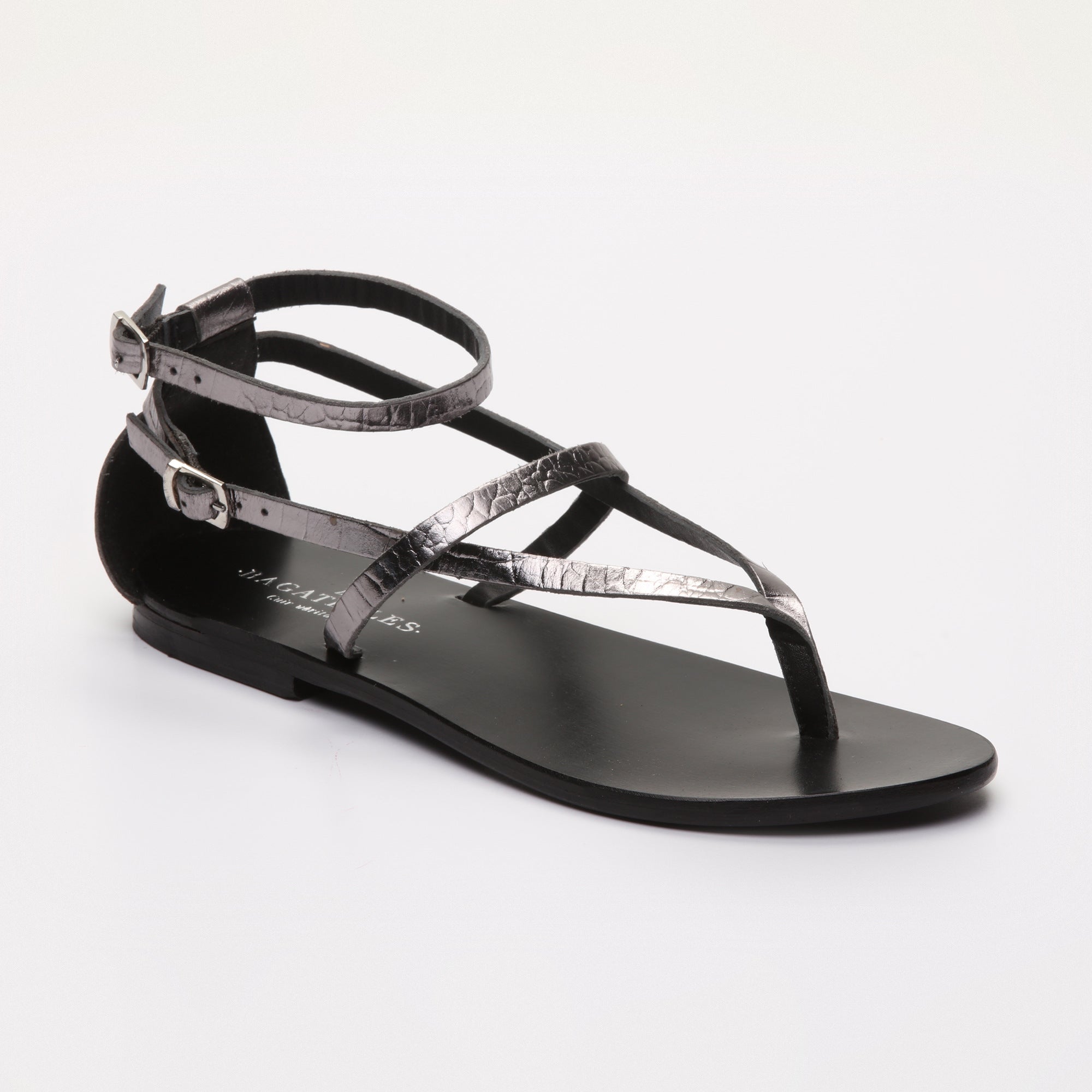 Les Bagatelles - Mosholu Sandals - Pewter Croco