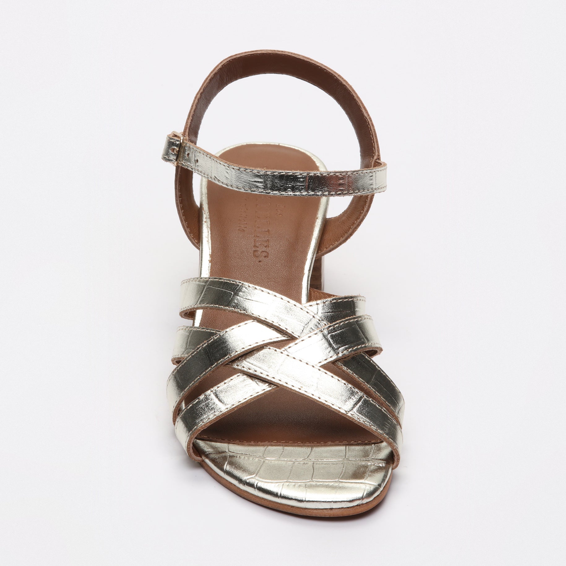 Les Bagatelles - Uma Heeled Sandals - Light Gold Croco